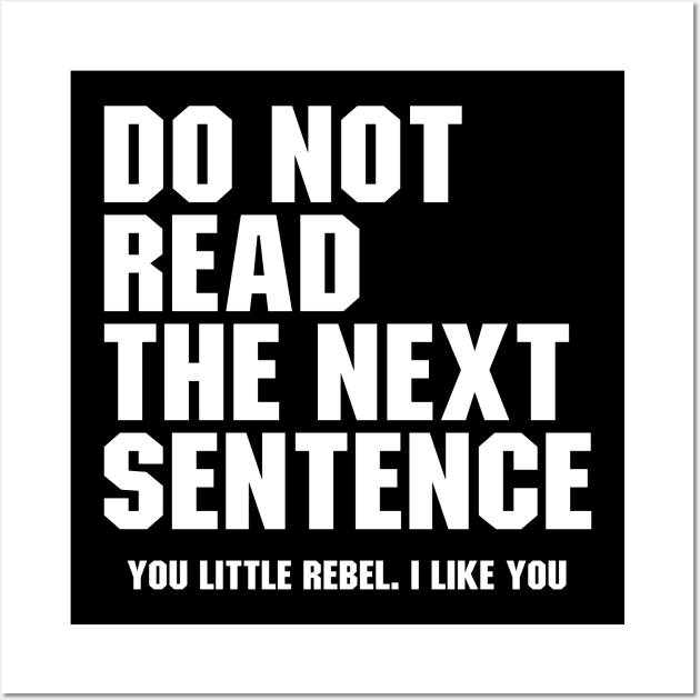 Do Not Read the Next Sentence. You Little Rebel I Like You Wall Art by Ayana's arts